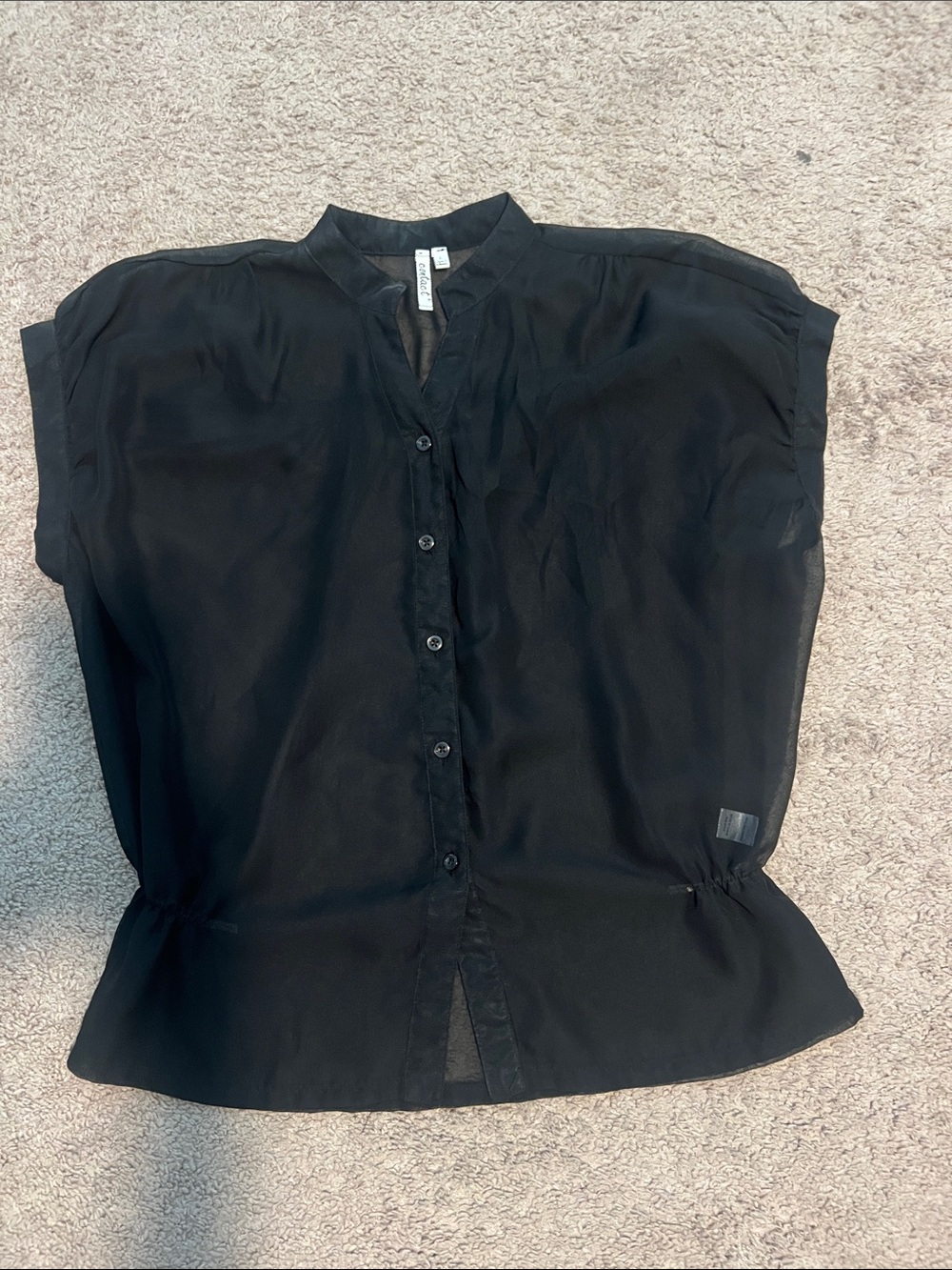 Black Button-Front Women’s Blouse / Sheer